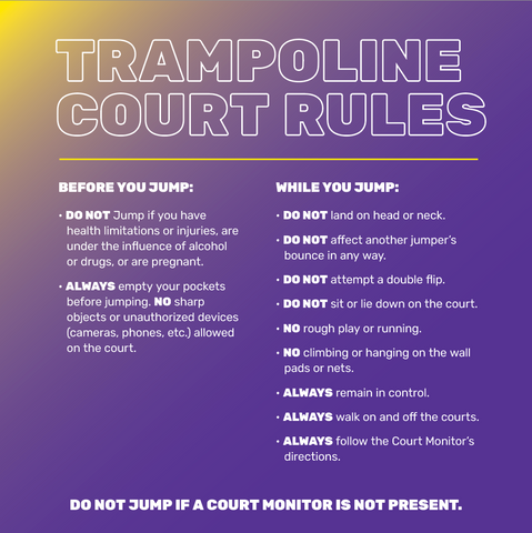 Trampoline Court Rules - 2 Ft Square Sign