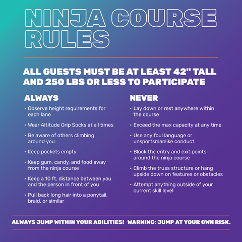 Ninja Course Rules - 2 Ft Square Sign