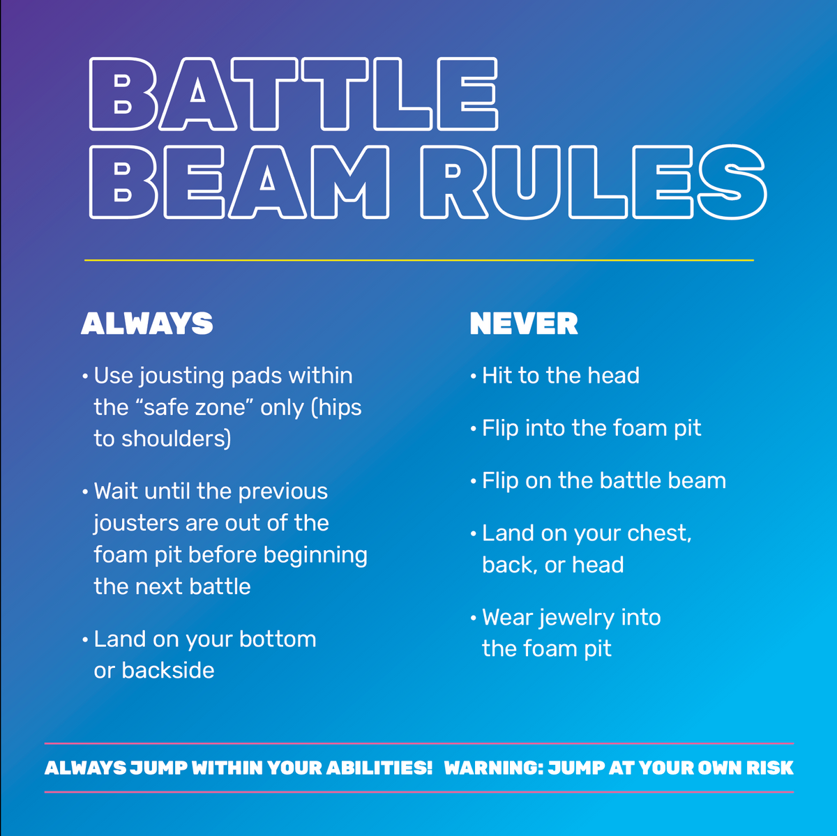 Battle Beam Rules-General- 2 Ft Square Sign – Order Cdesigns