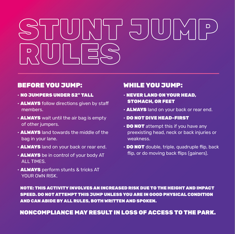 Stunt Jump Rules - 2 Ft Square Sign