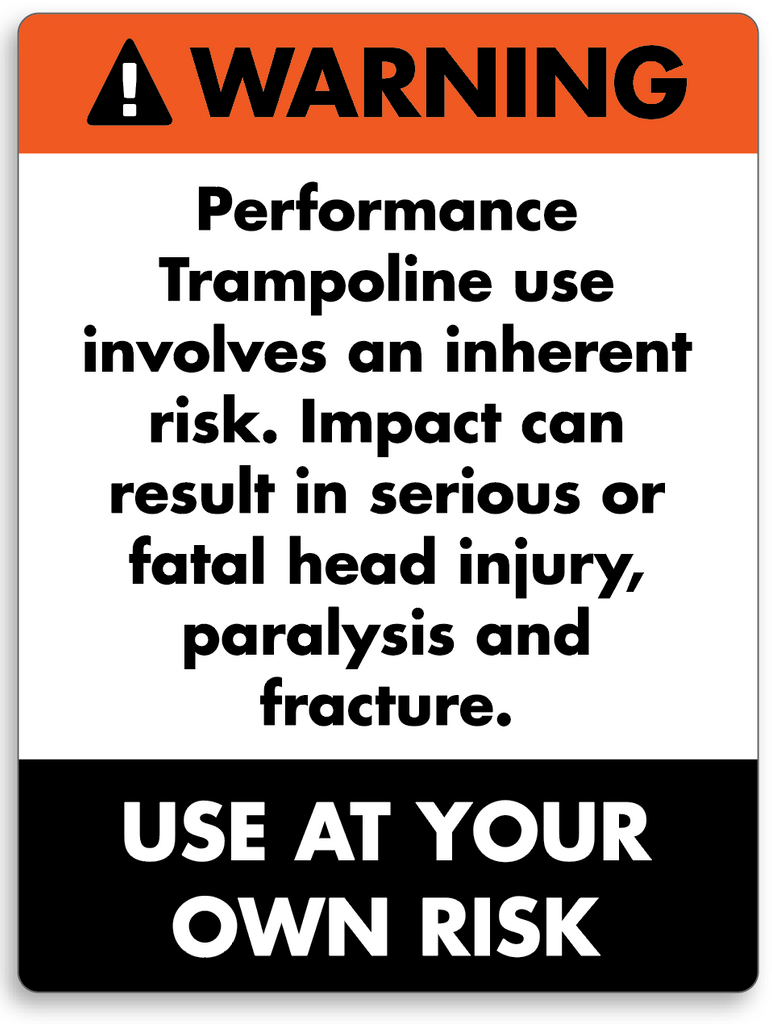Trampolinme Sign Rv Warning: Performance Trampoline Inherent Risk Sign – Order Cdesigns